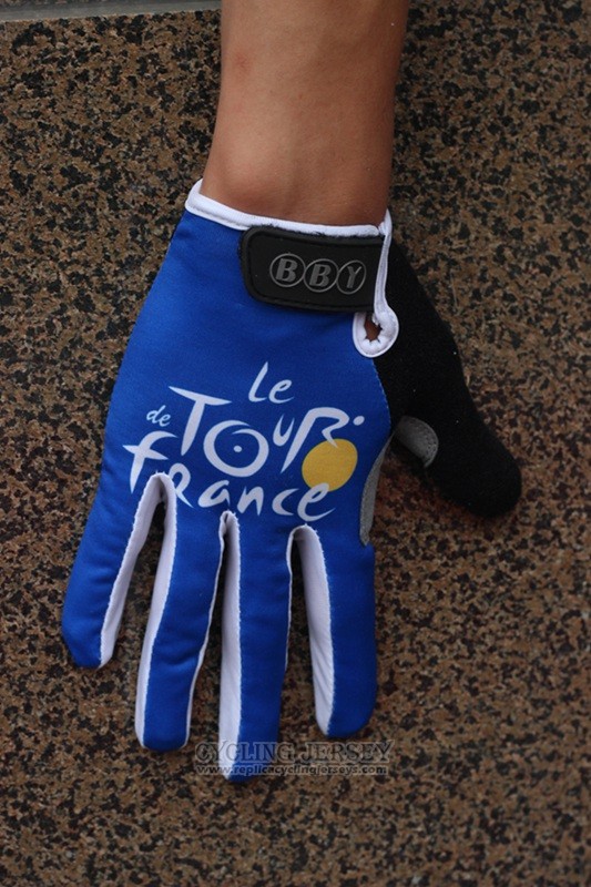 Tour De France Full Finger Gloves Cycling Bluee